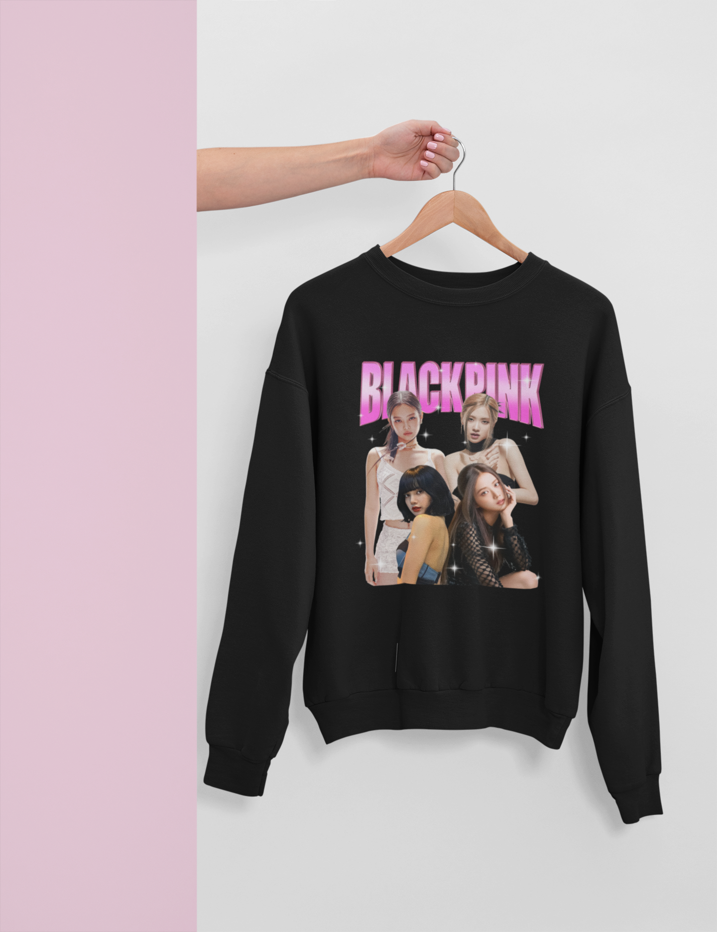 Moletom Gola Redonda Blackpink Graphic Group Kpop-PRETO