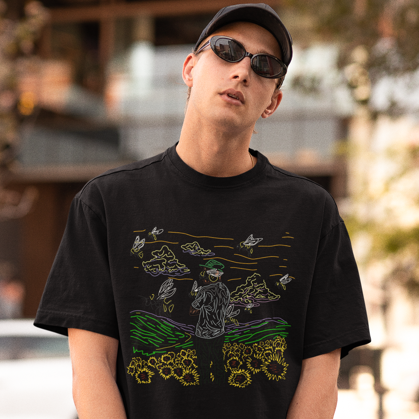 Camiseta Básica Tyler The Creator Flower- preto