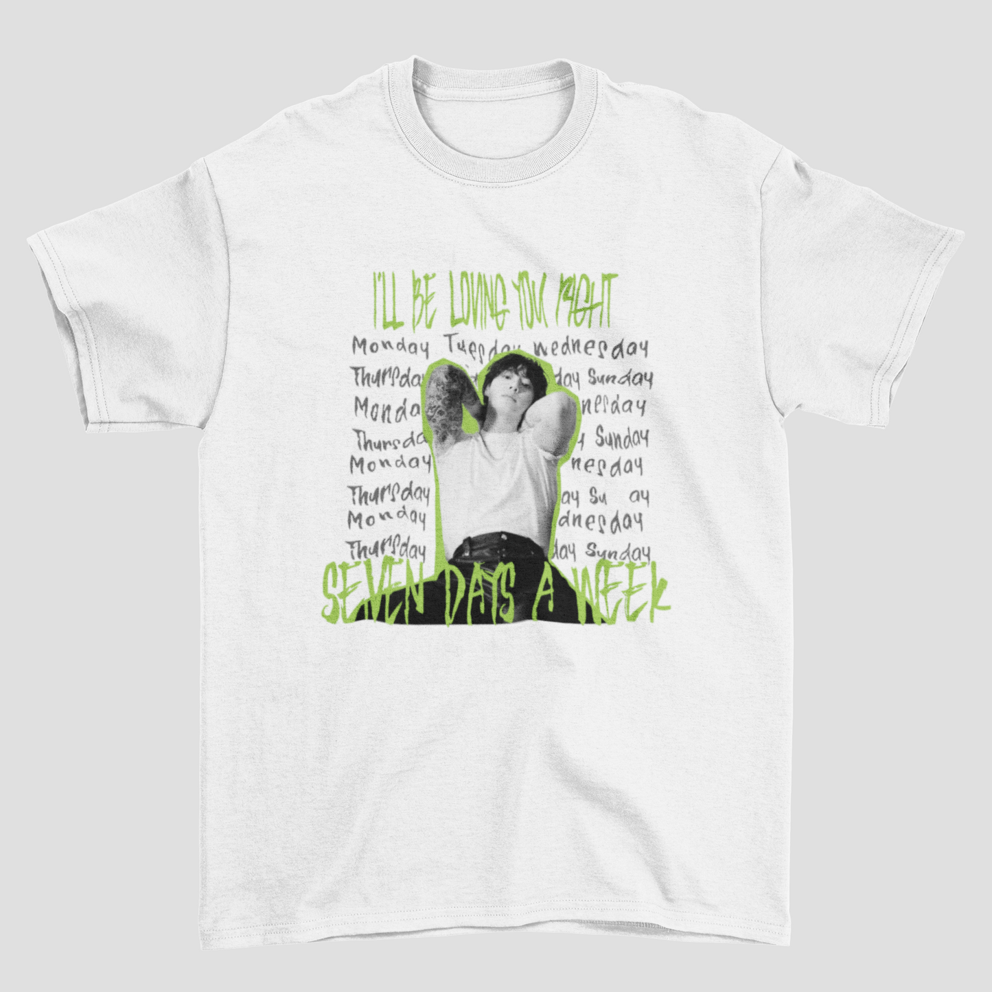 Camiseta Básica BTS Seven Days A Week Letter