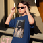 Camiseta Básica Justin Bieber Bad Boy Azul Marinho