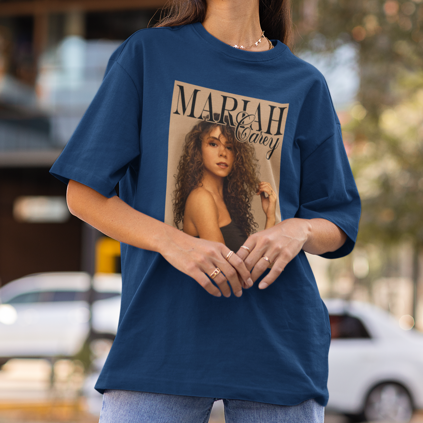 Camiseta Básica Mariah Carey 90'S Photo- azul-marinho