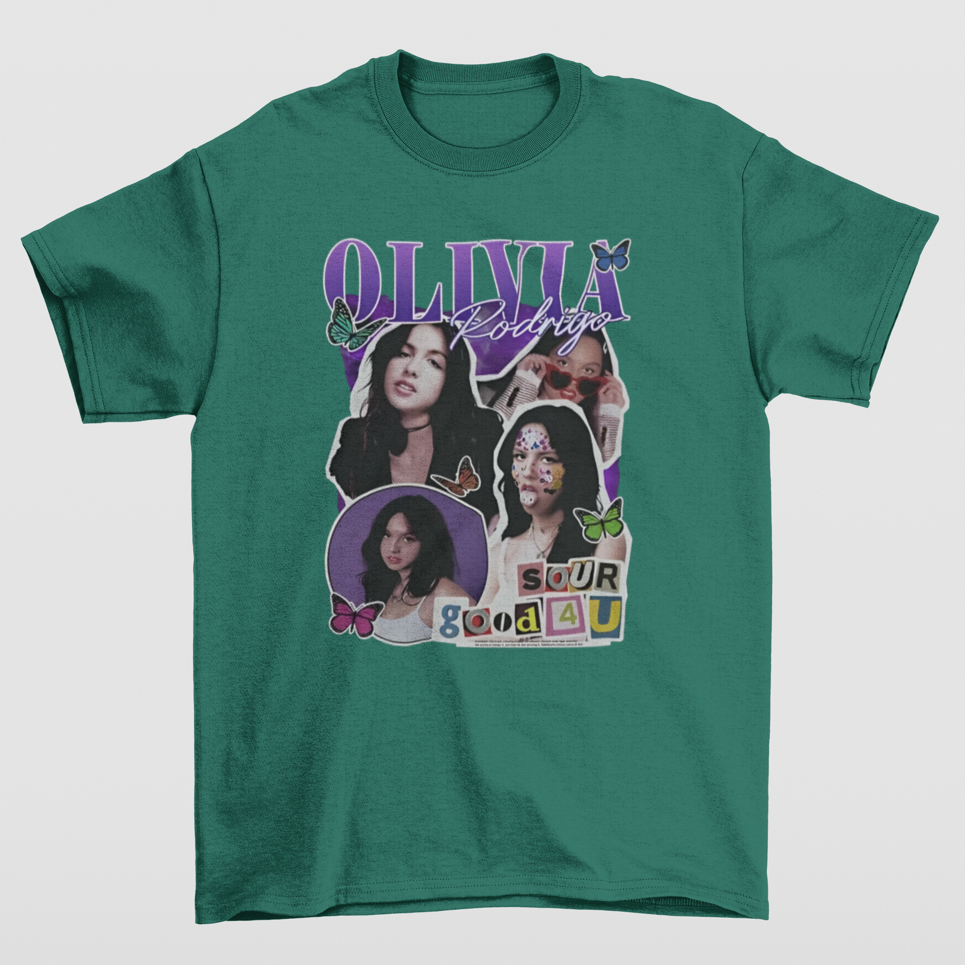 Camiseta Básica Olivia Rodrigo Sour Good 4U- verde