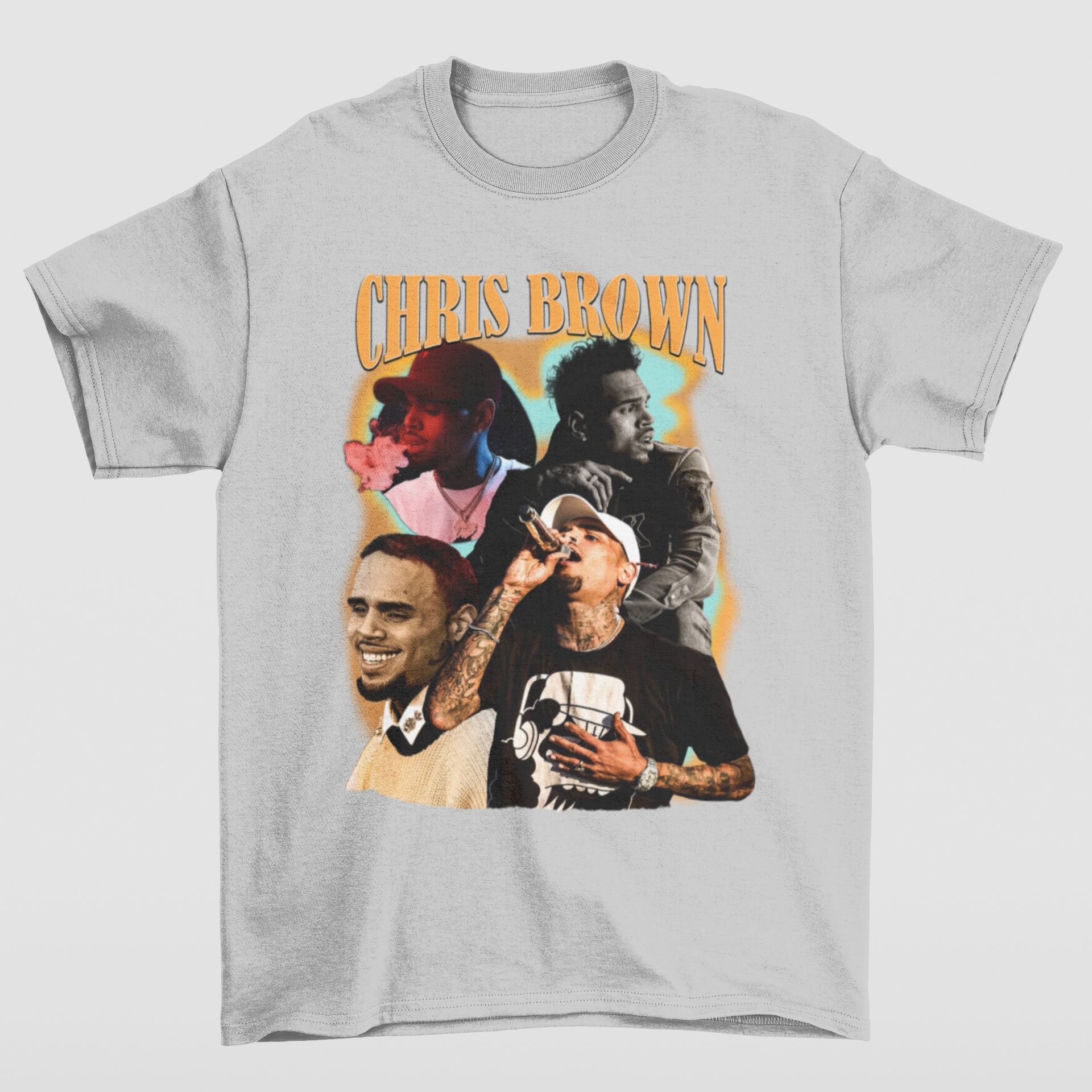 Camiseta Básica Chris Brown Graphic- CINZA