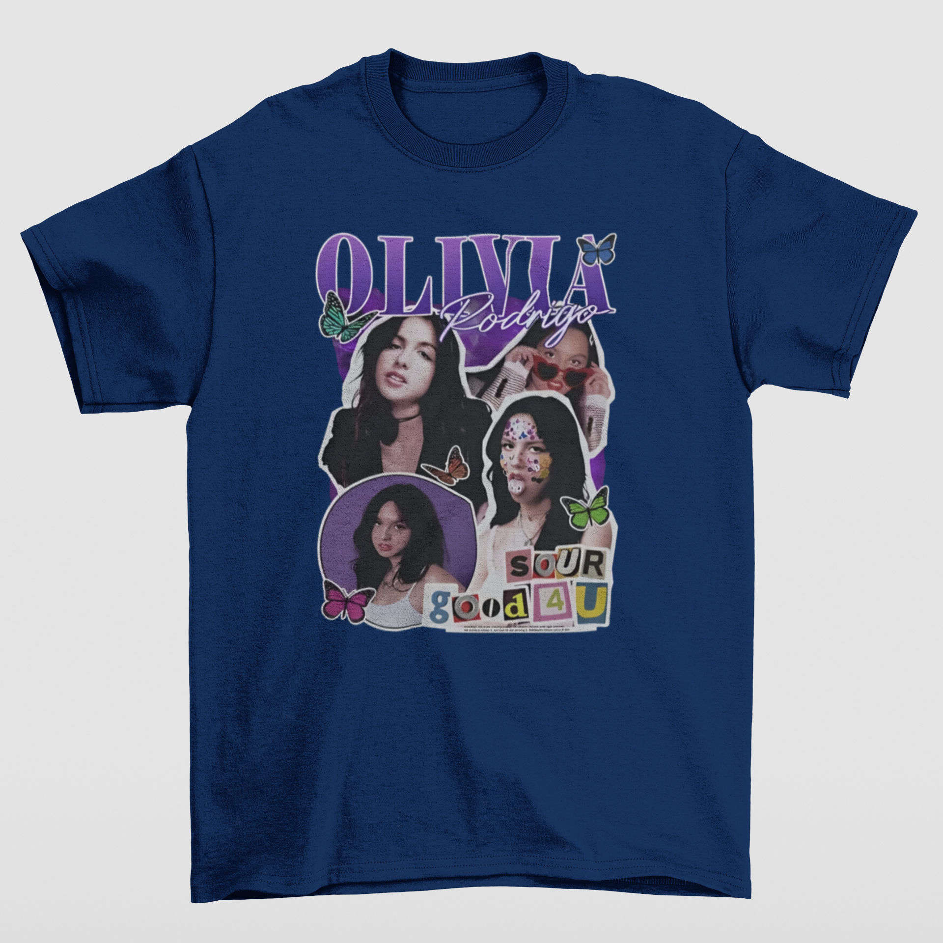 Camiseta Básica Olivia Rodrigo Sour Good 4U- azul-marinho
