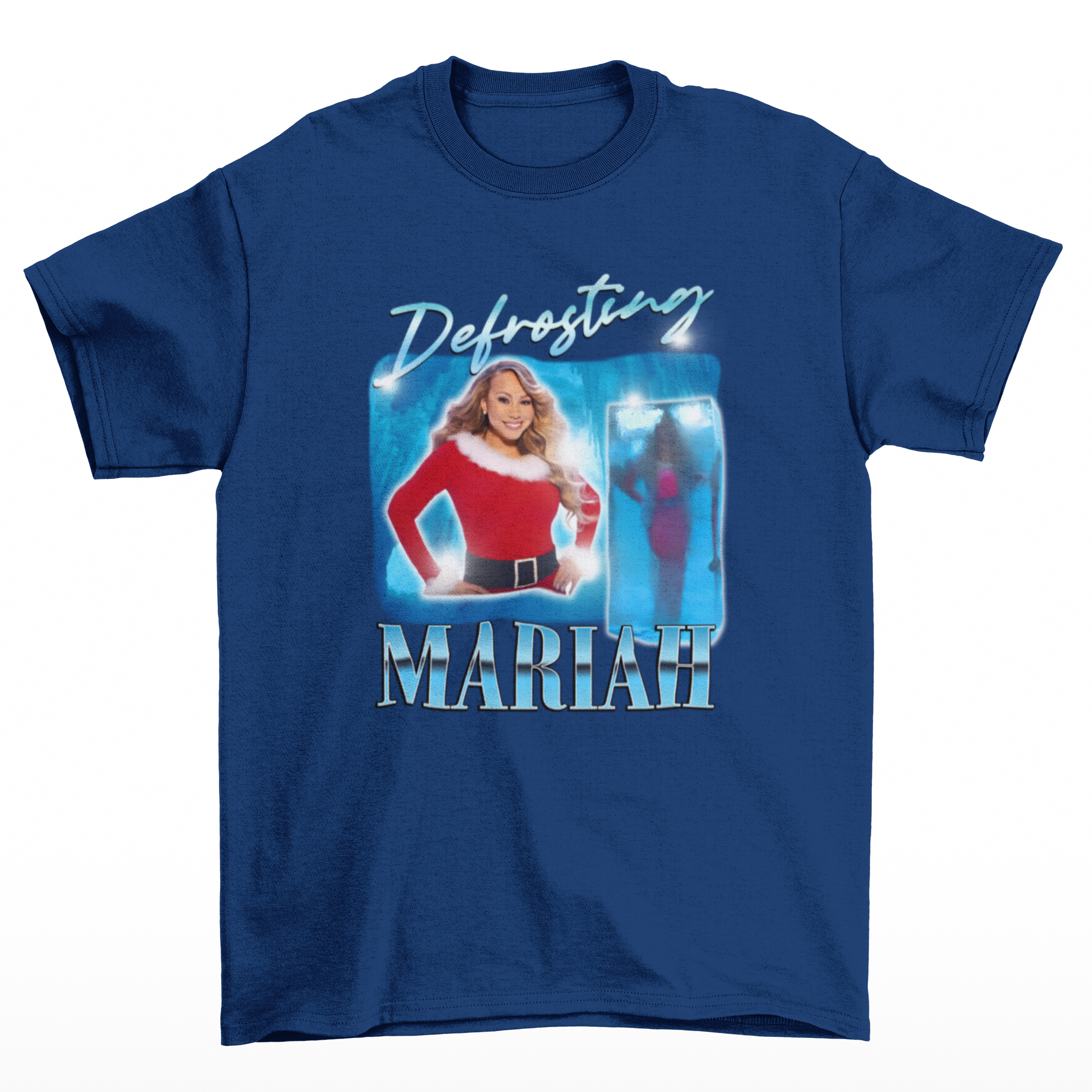 Camiseta Básica Christmas Mariah Carey Defrosting- azul-marinho