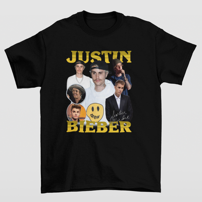 Camiseta Básica Justin Bieber Inspired Retro
