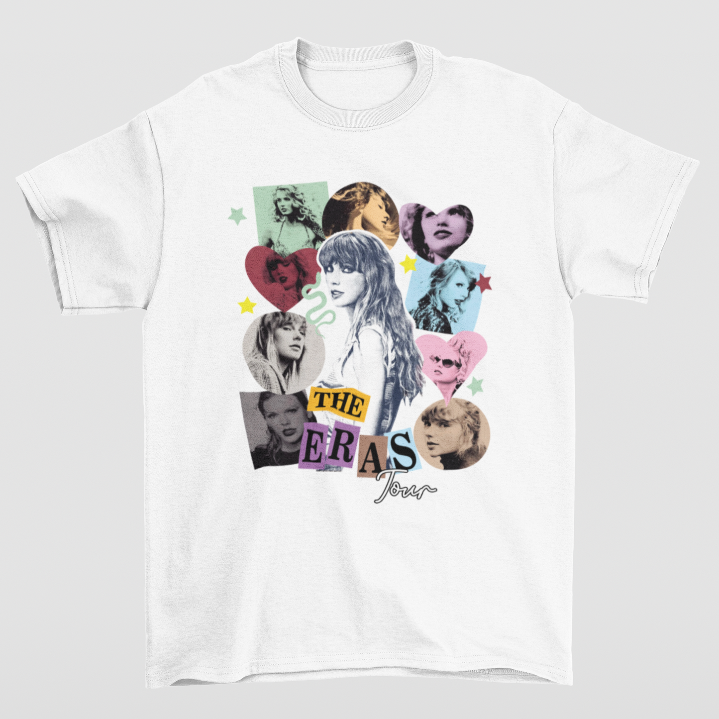 Camiseta Básica Taylor Swift The Eras Tour Hearts- branco