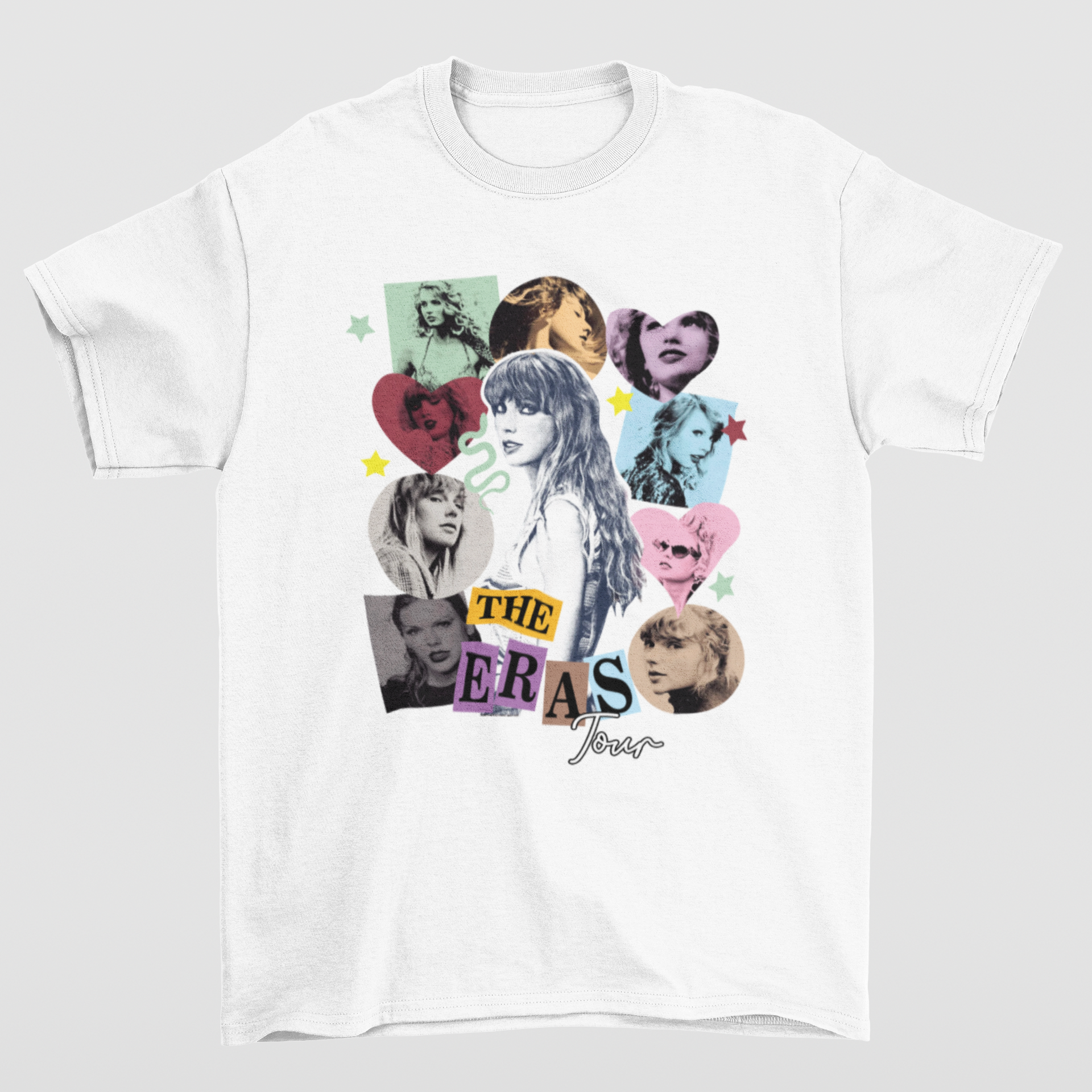 Camiseta Básica Taylor Swift The Eras Tour Hearts- branco