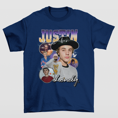 Camiseta Básica Justin Bieber Lonely- AZUL-MARINHO
