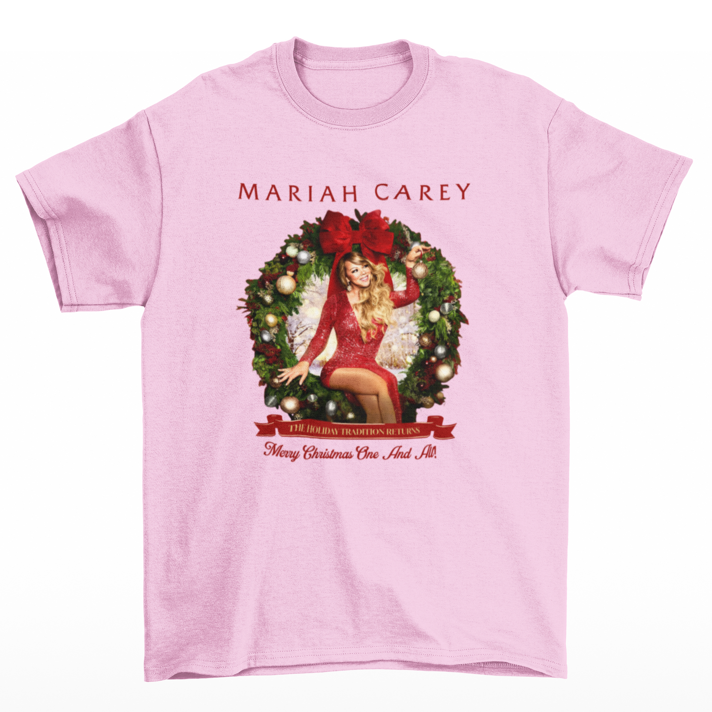 Camiseta Básica Christmas Mariah Carey Xmas- rosa bebe