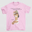Camiseta Básica Christina Aguilera Stripped- rosa bebe