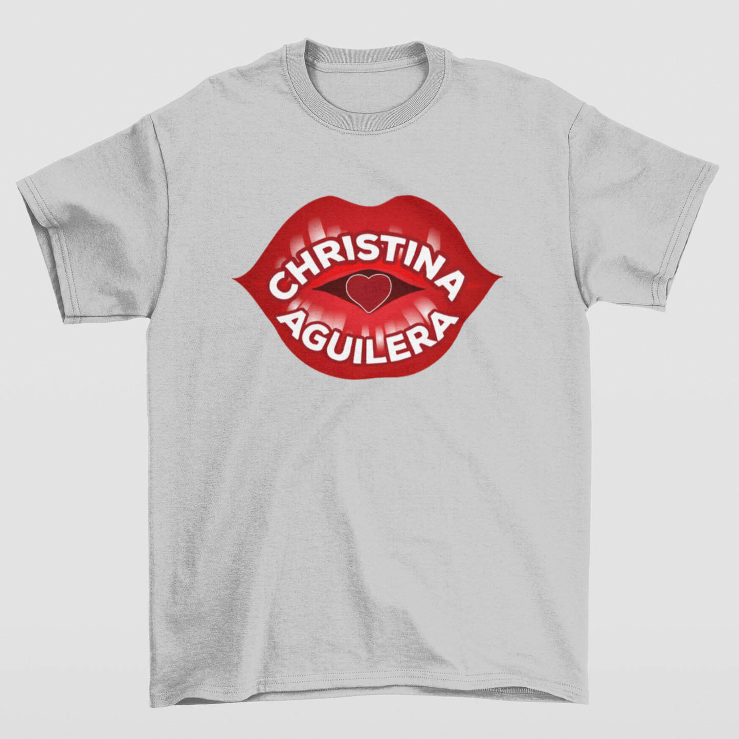 Camiseta Básica Christina Aguilera Kiss- cinza