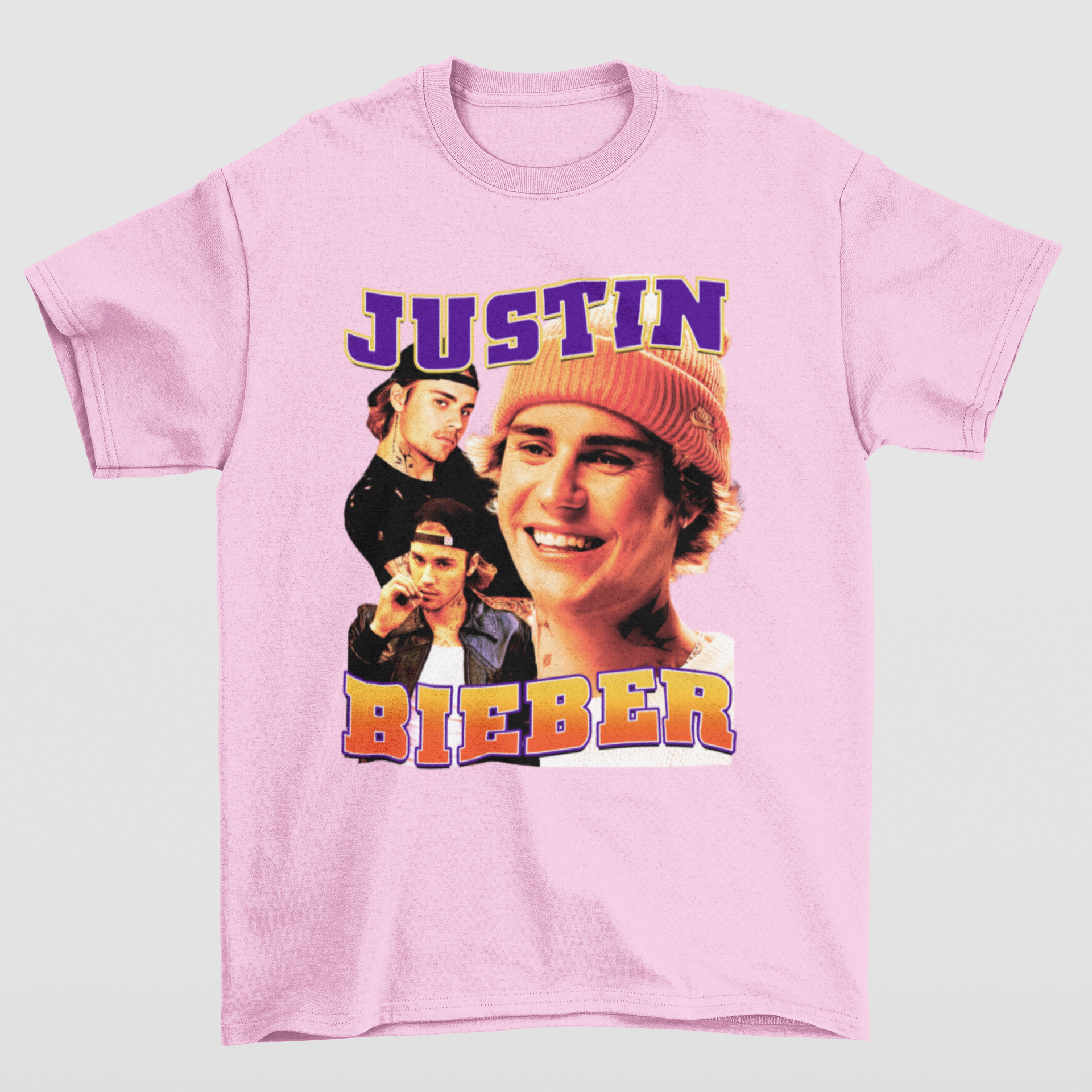Camiseta Básica Justin Bieber 90's- rosa bebe