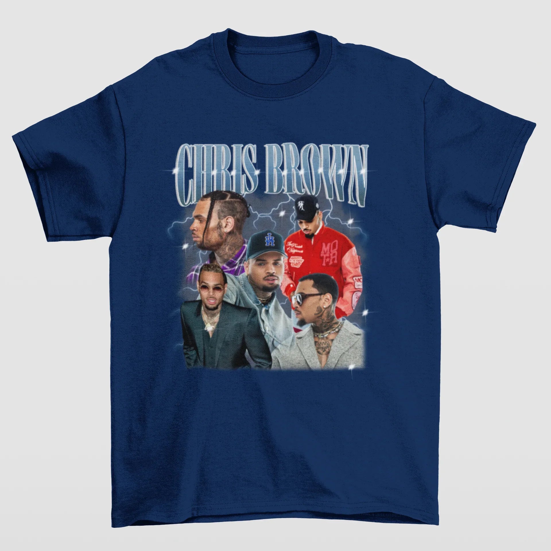 Camiseta Básica Chris Brown Graphic Design- azul-marinho