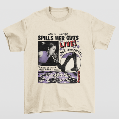 Camiseta Básica Olivia Rodrigo Spills Her Guts
