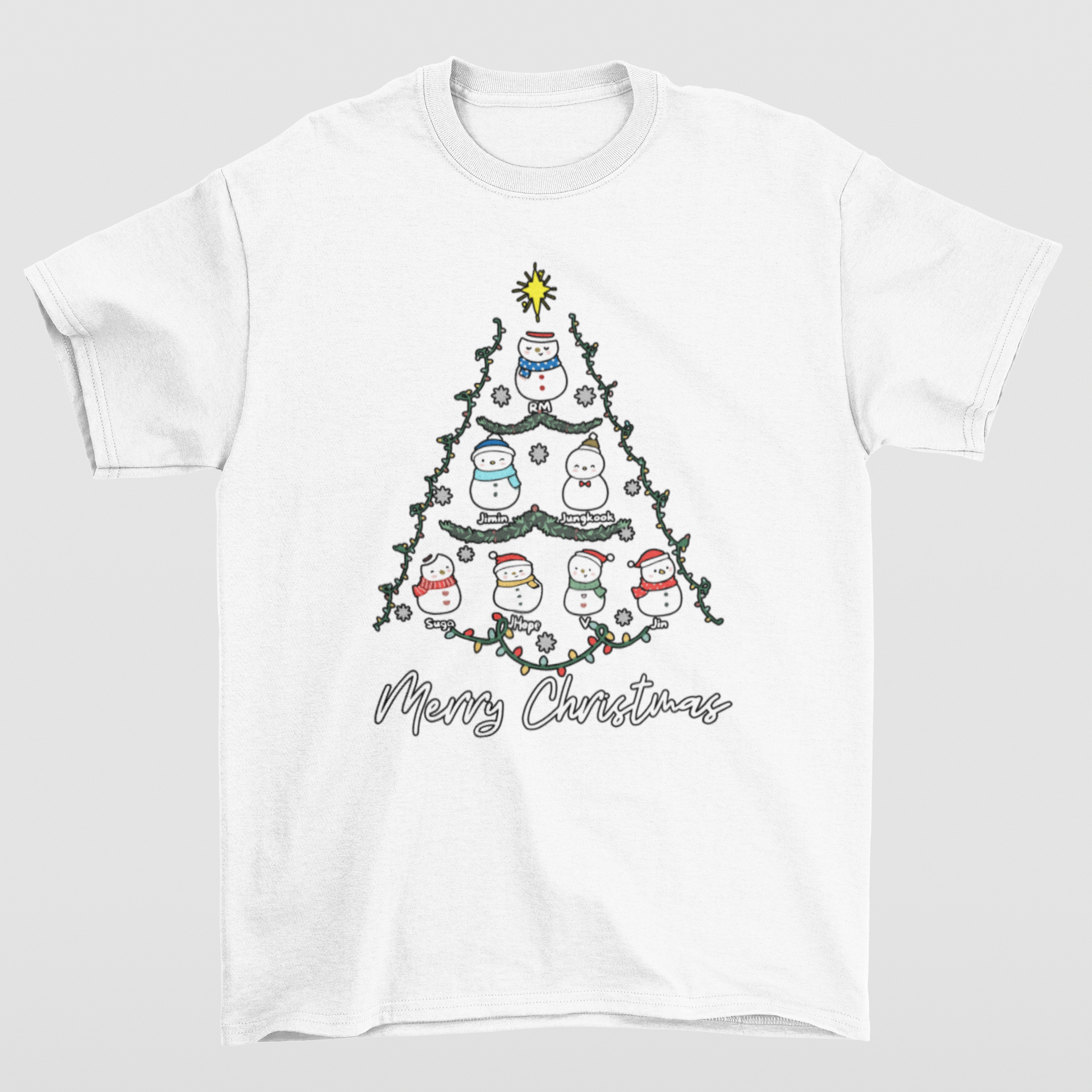 Camiseta Básica Christmas Bts Tree- branco