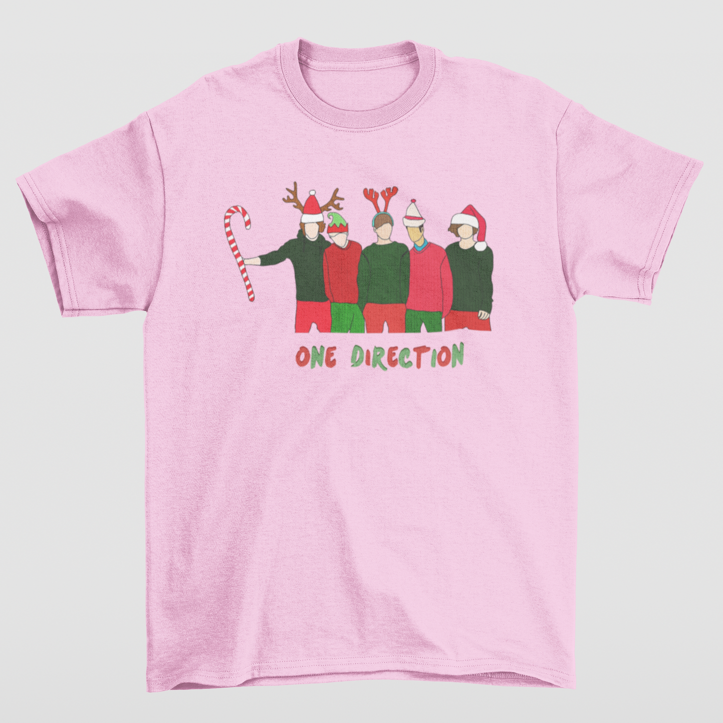 Camiseta Básica One Direction Christmas- rosa bebe