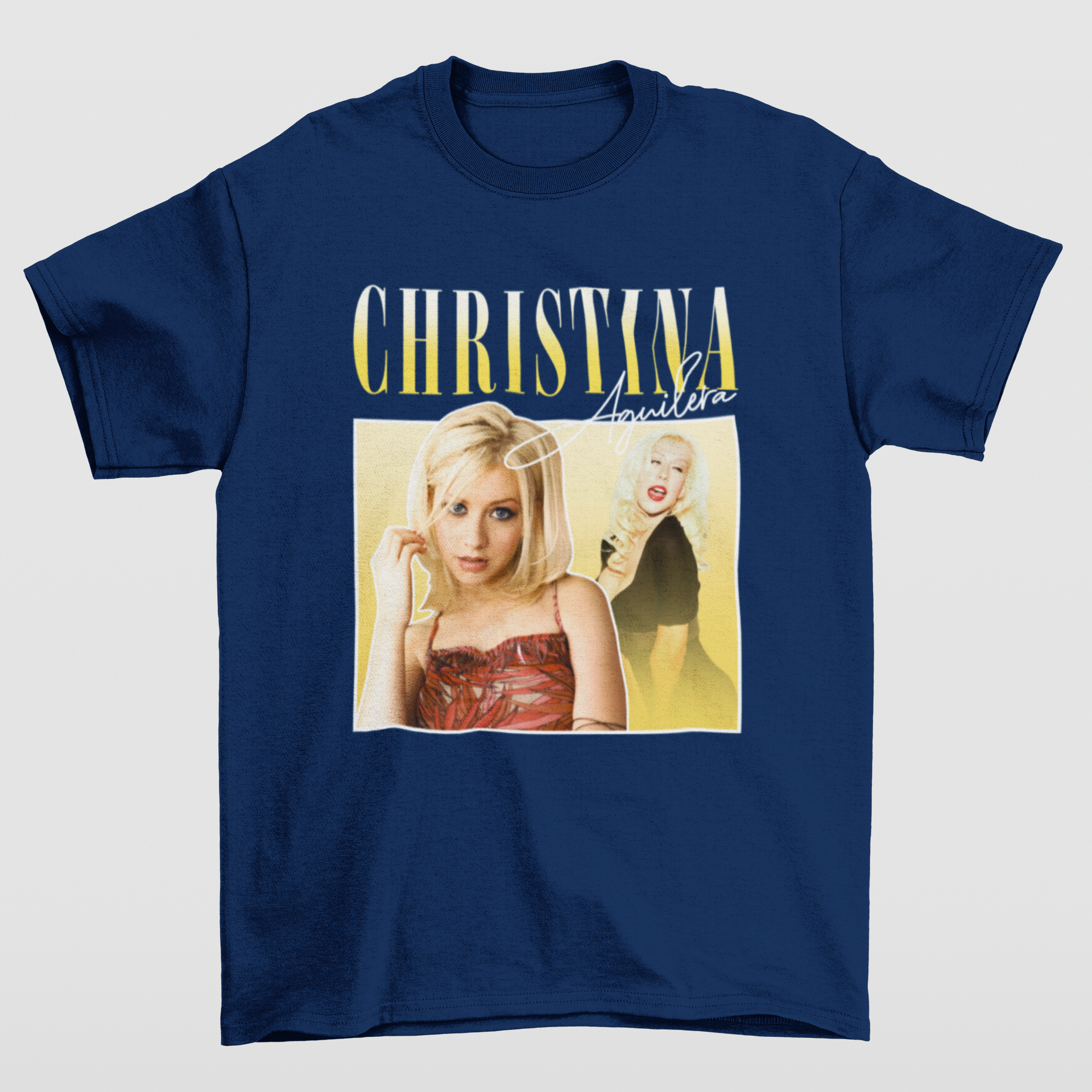 Camiseta Básica Cantora Christina Aguilera- AZUL-MARINHO