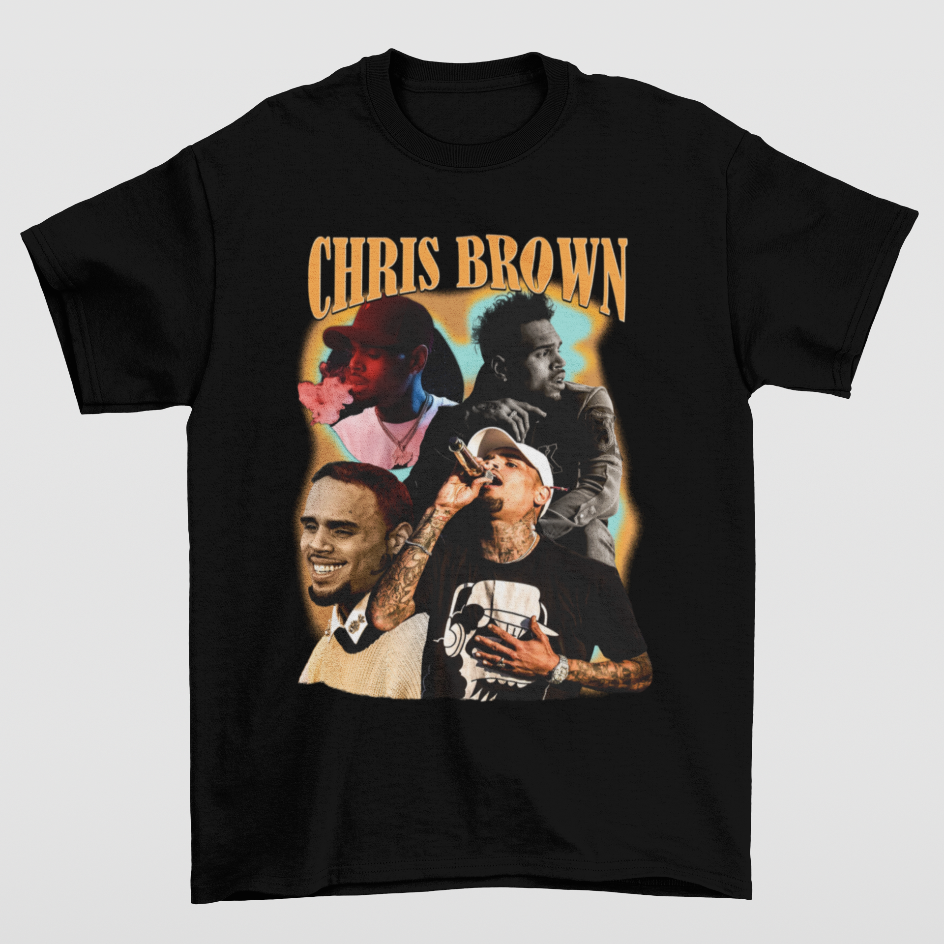 Camiseta Básica Chris Brown Graphic- PRETO