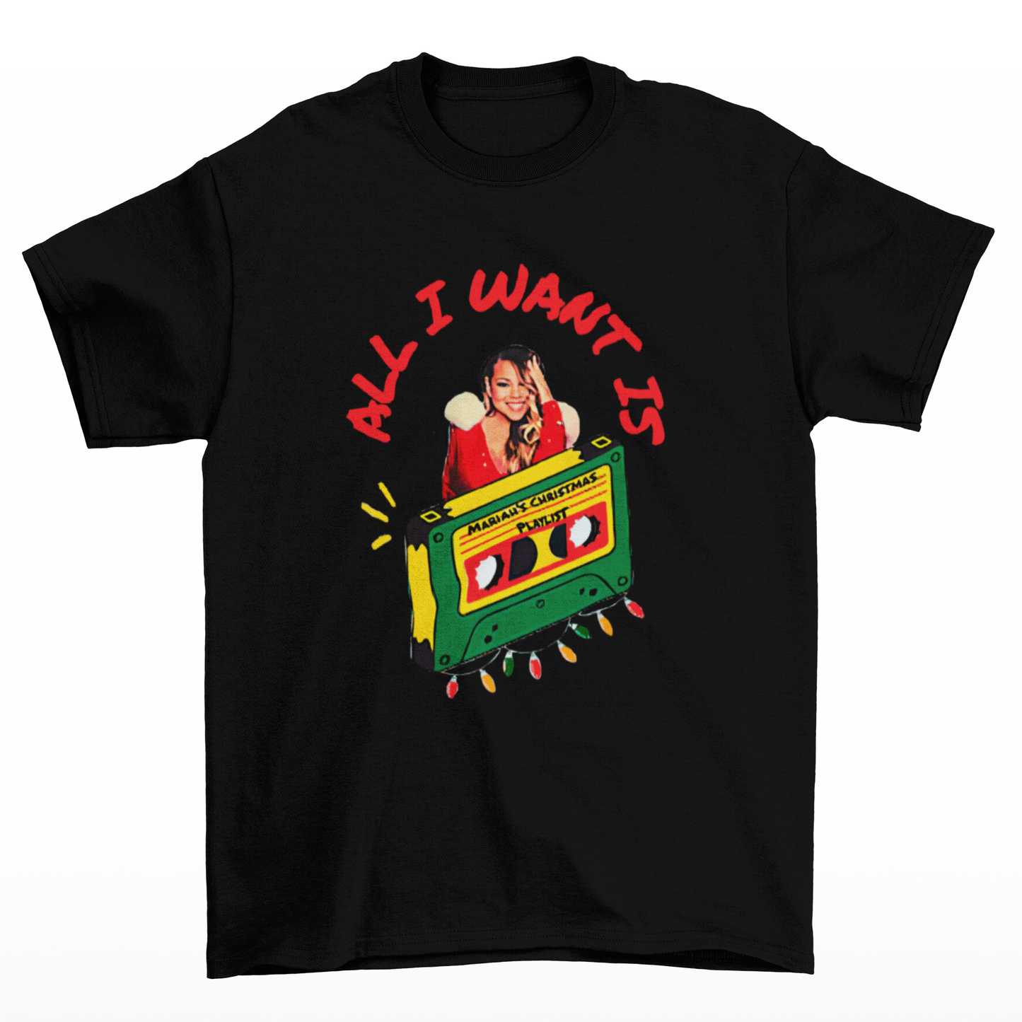 Camiseta Básica Christmas All I Want Is Mariah Carey- PRETO
