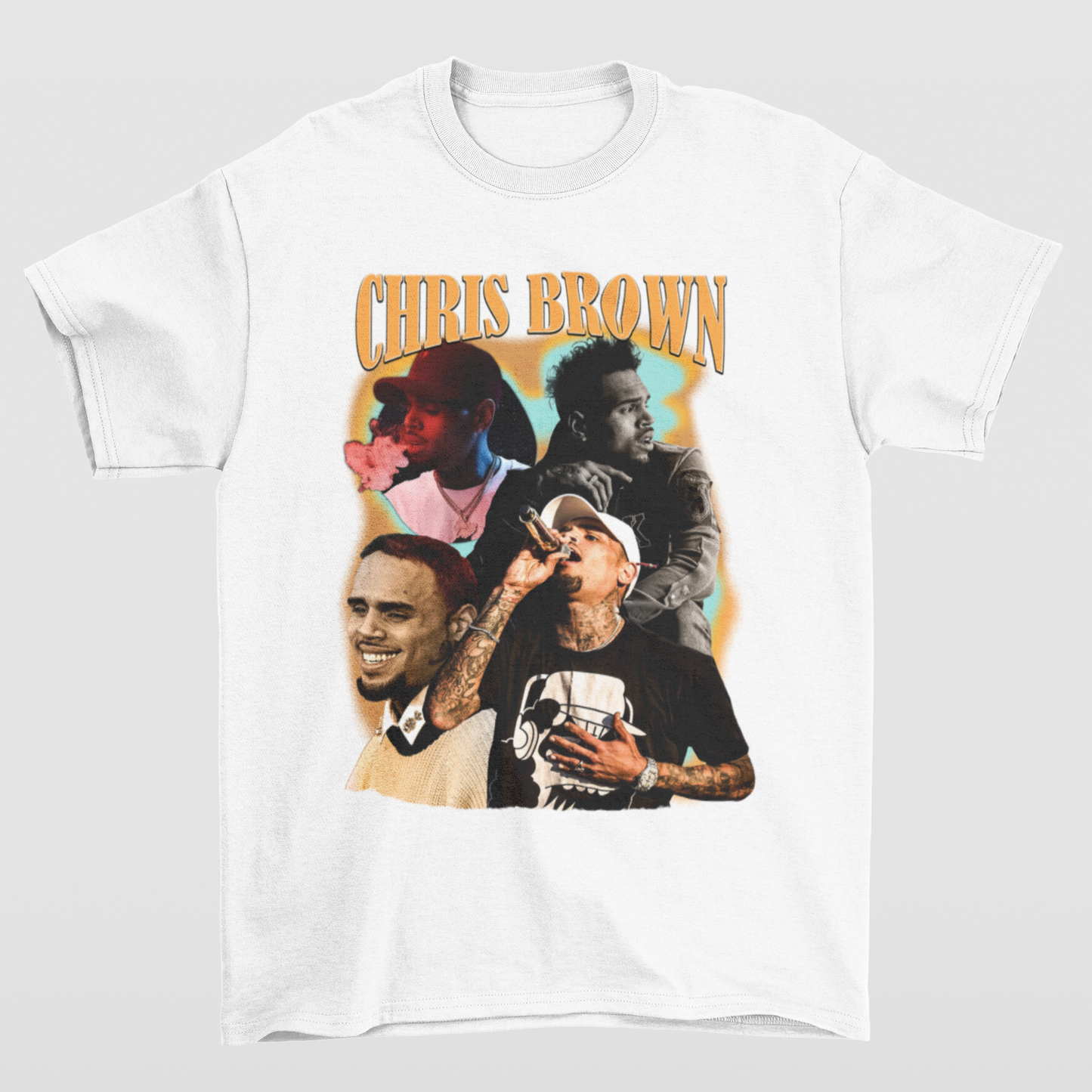 Camiseta Básica Chris Brown Graphic- BRANCO