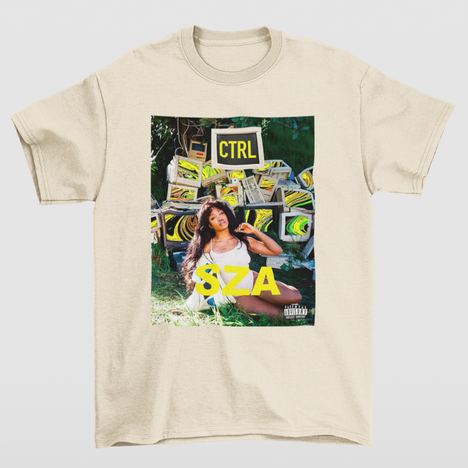 Camiseta Básica SZA Cantora Ctrl- pérola