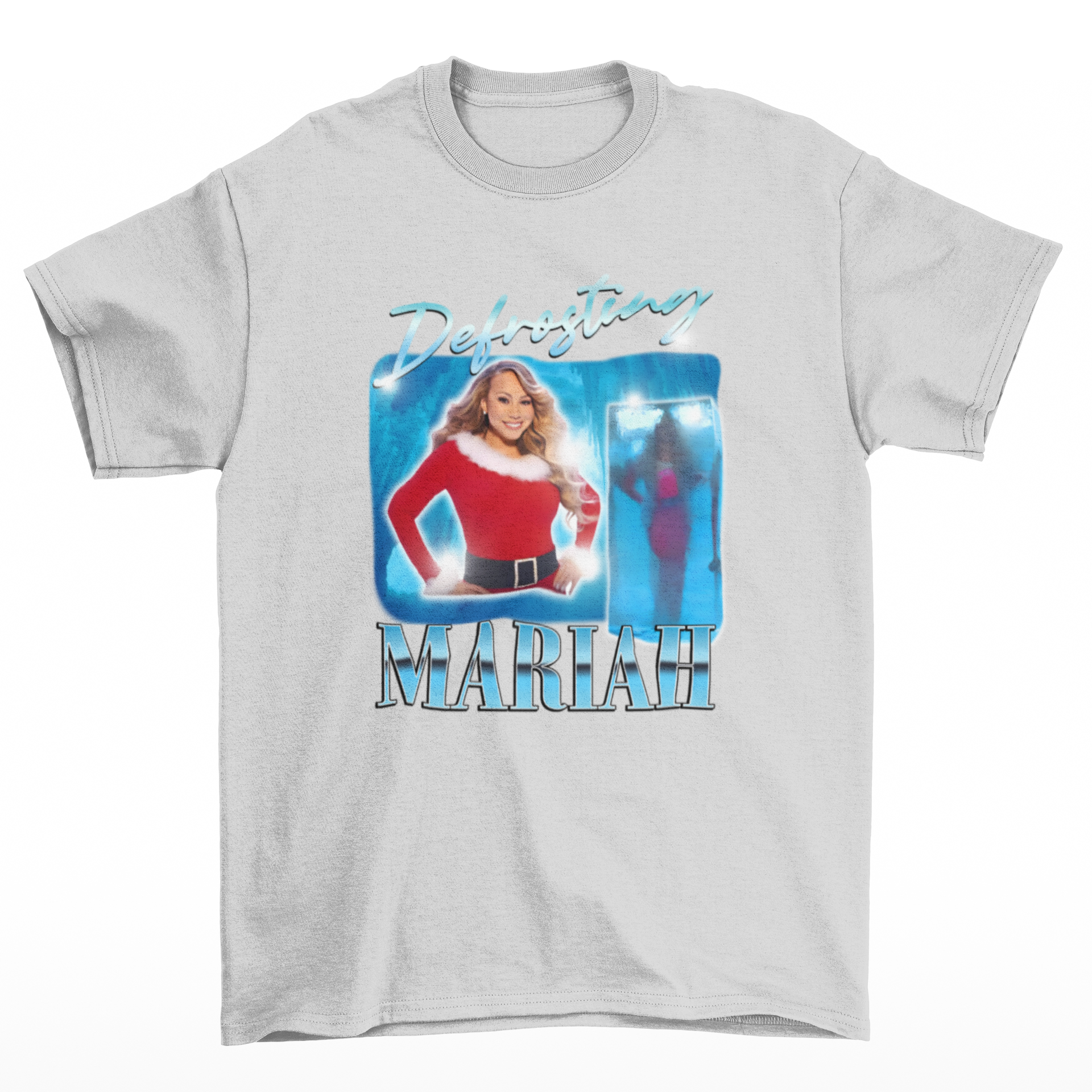 Camiseta Básica Christmas Mariah Carey Defrosting- cinza