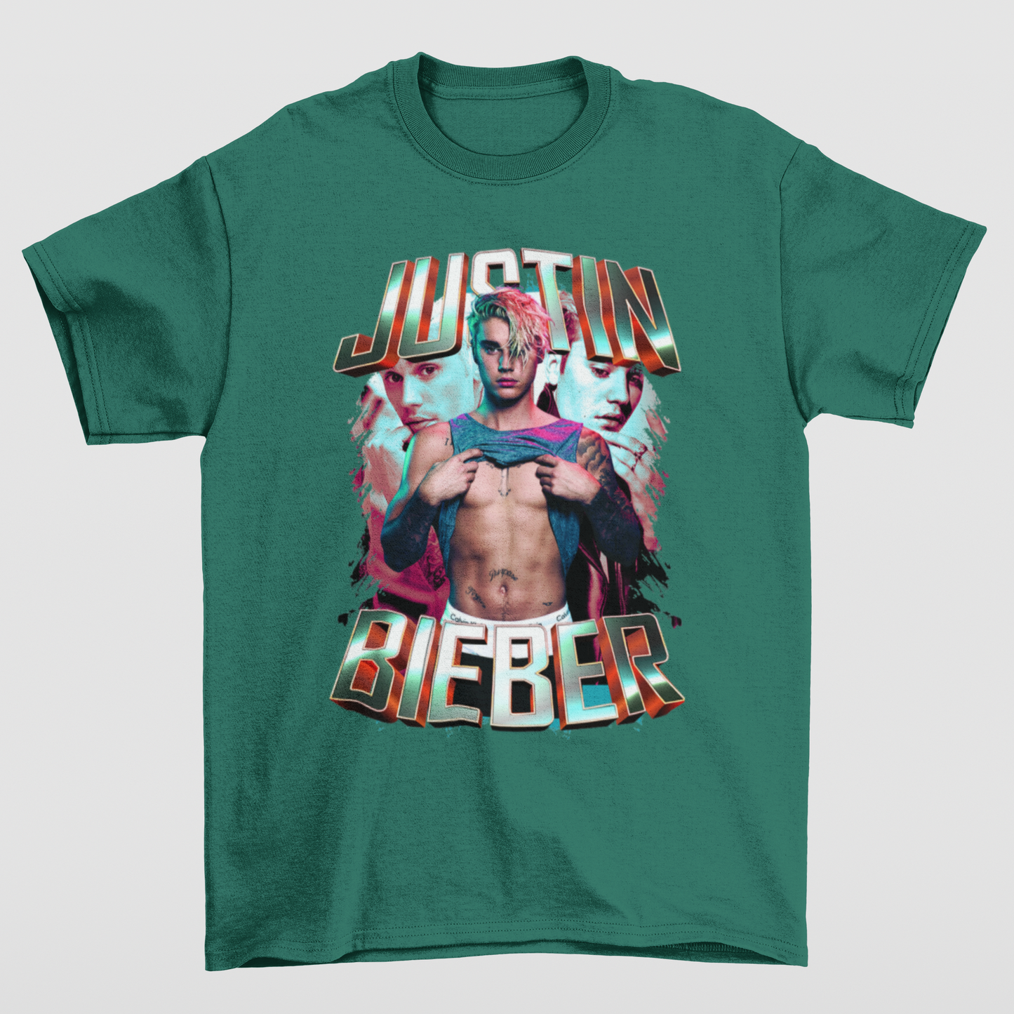 Camiseta Básica Justin Bieber Graphic Sexy- verde