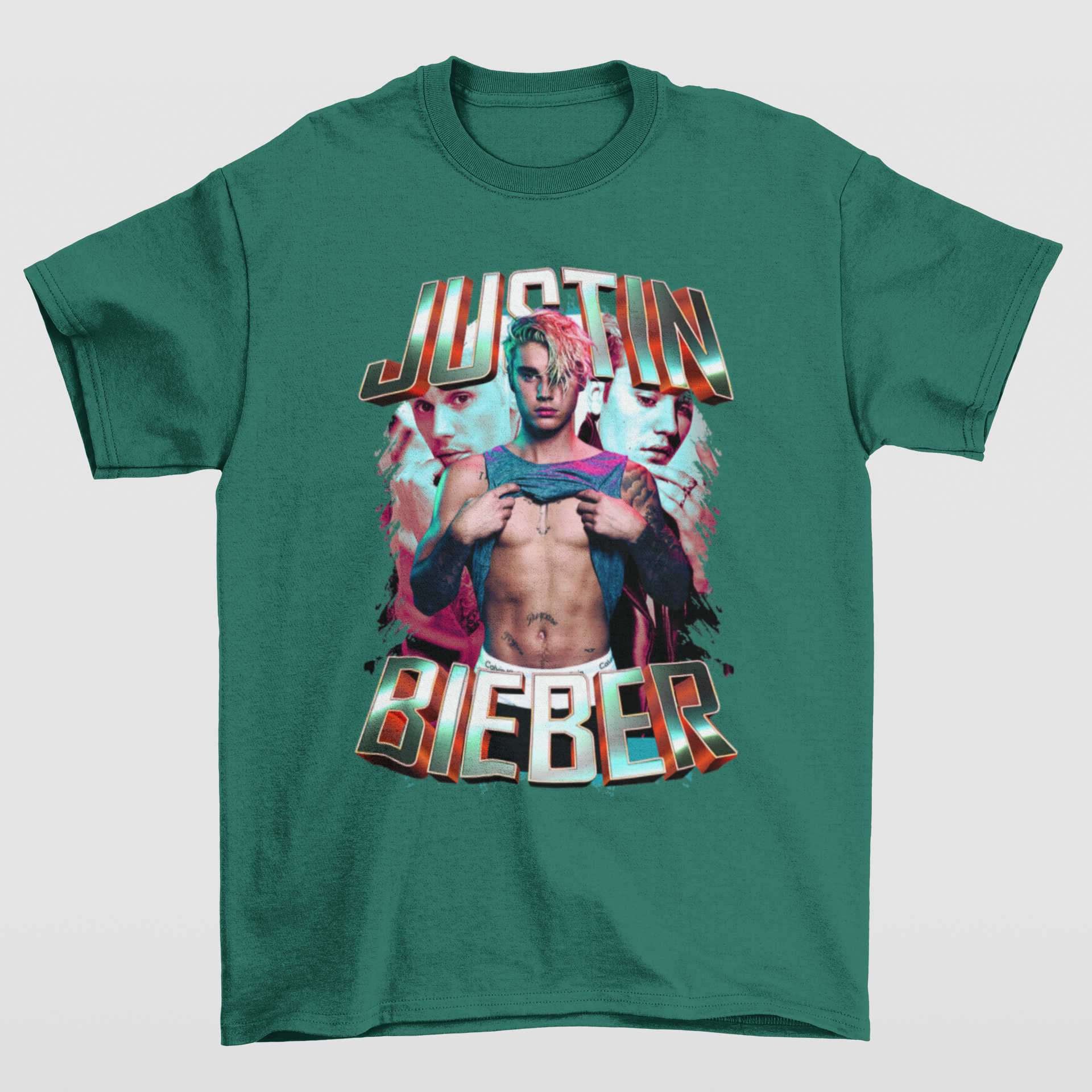 Camiseta Básica Justin Bieber Graphic Sexy- verde
