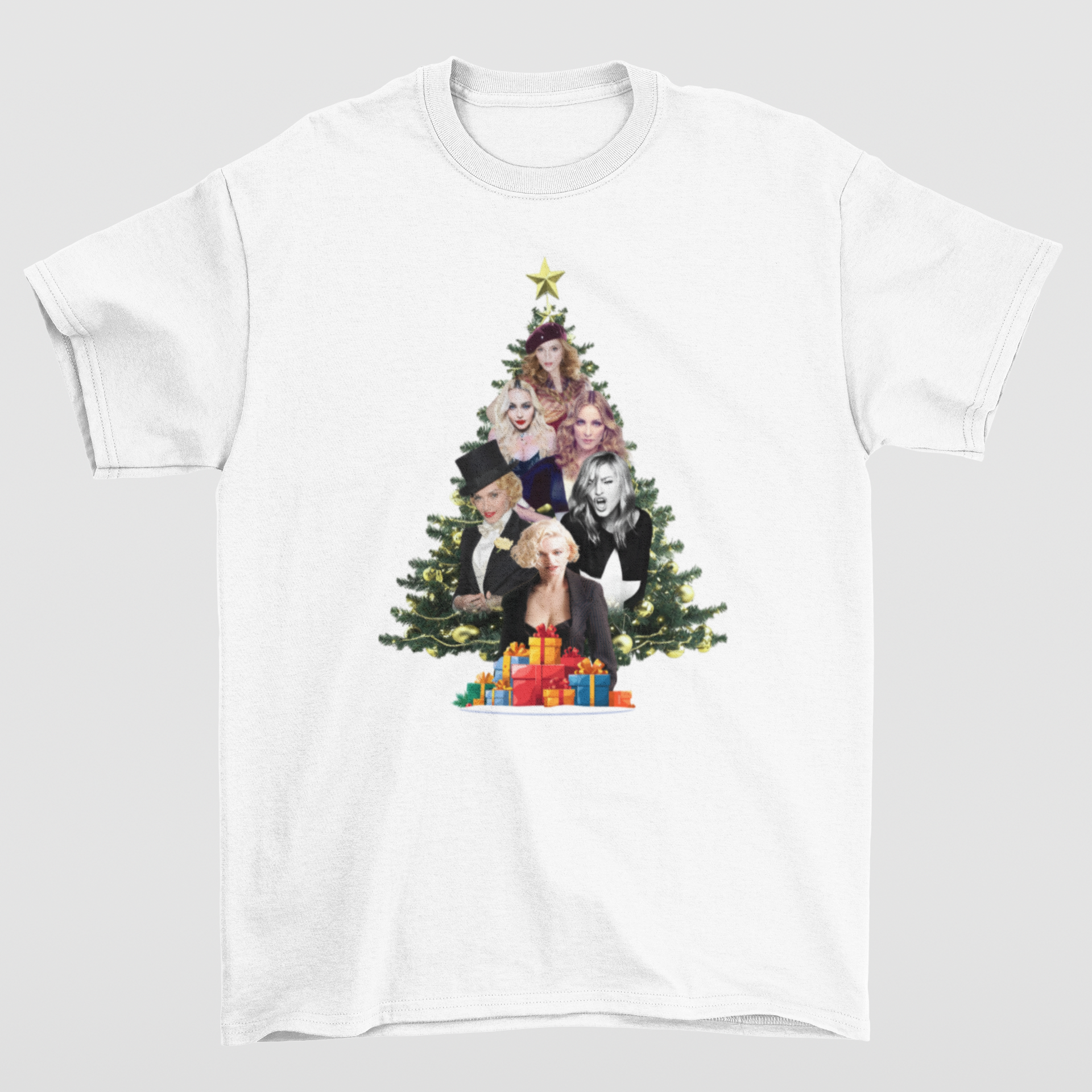 Camiseta Básica Christmas Madonna- BRANCO