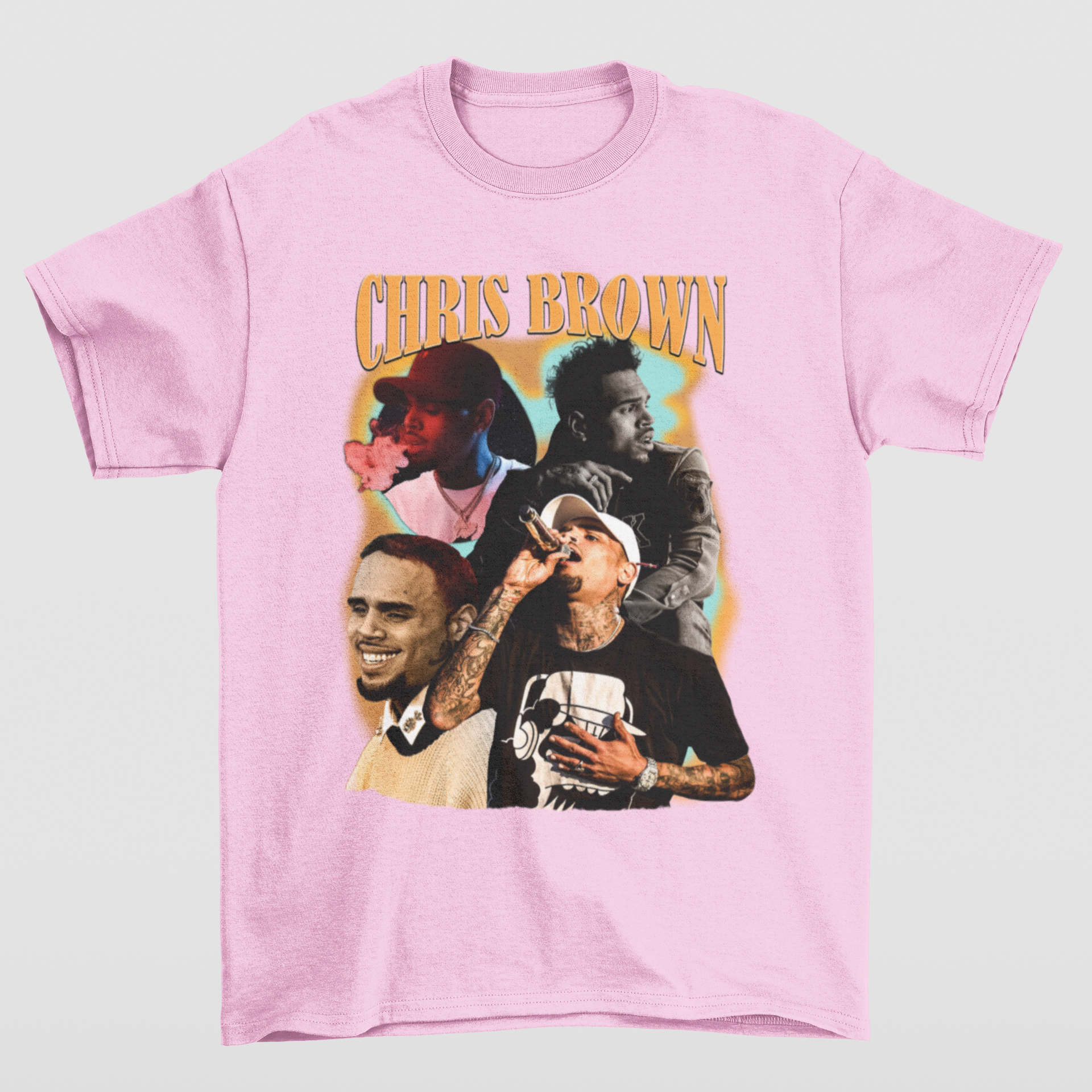 Camiseta Básica Chris Brown Graphic- ROSA BEBE