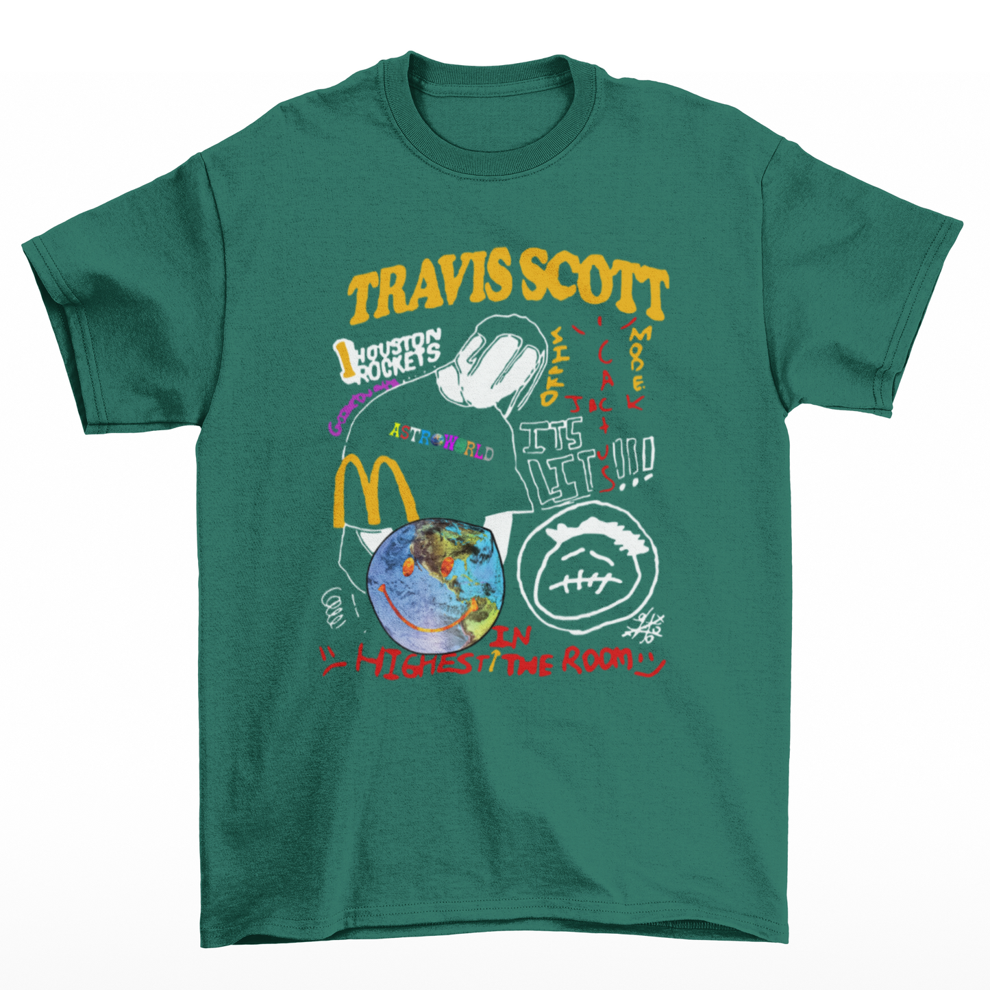 Camiseta Básica Travis Scott Albuns Collab - verde