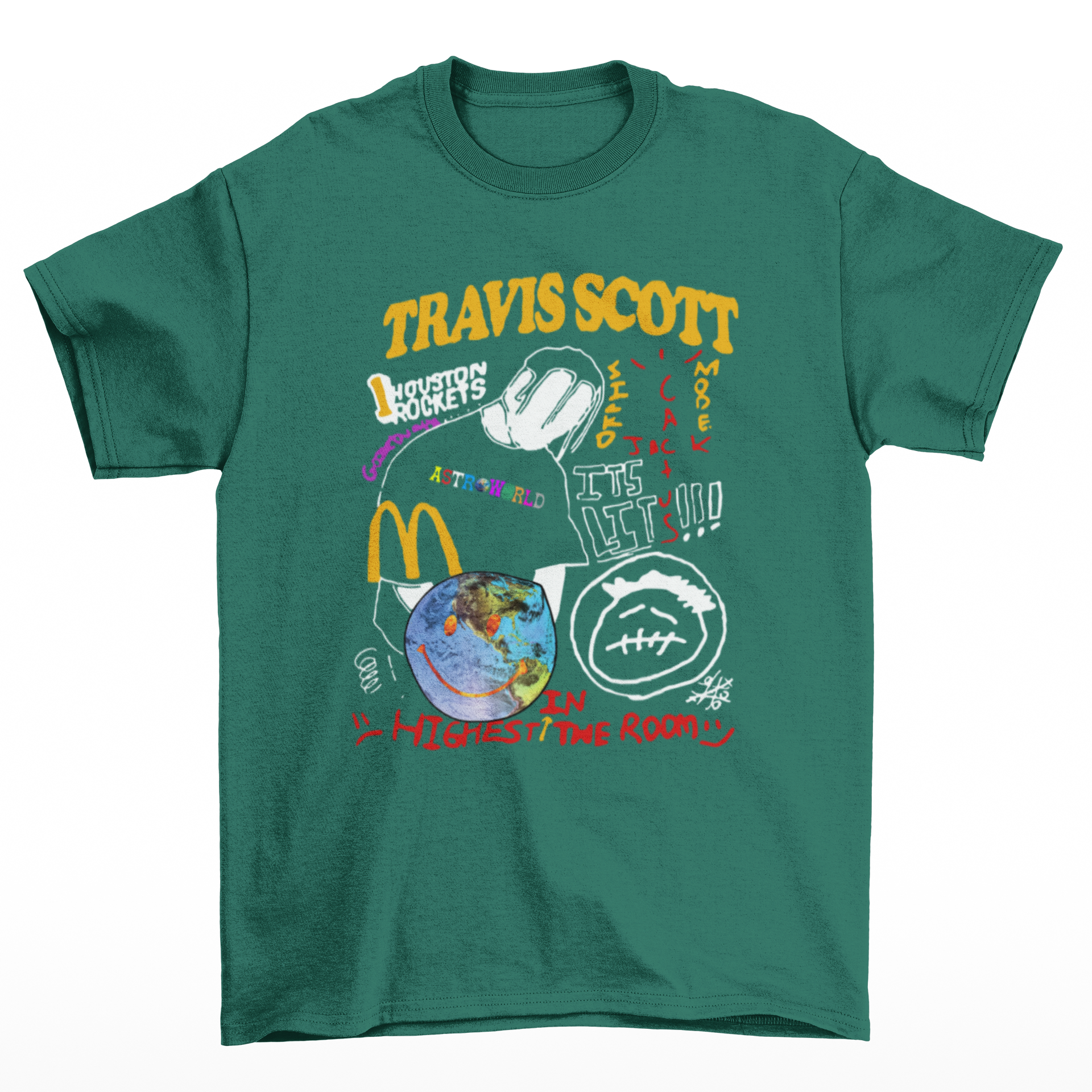 Camiseta Básica Travis Scott Albuns Collab - verde