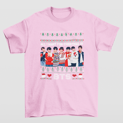 Camiseta Básica Christmas Bts Photob- rosa bebe