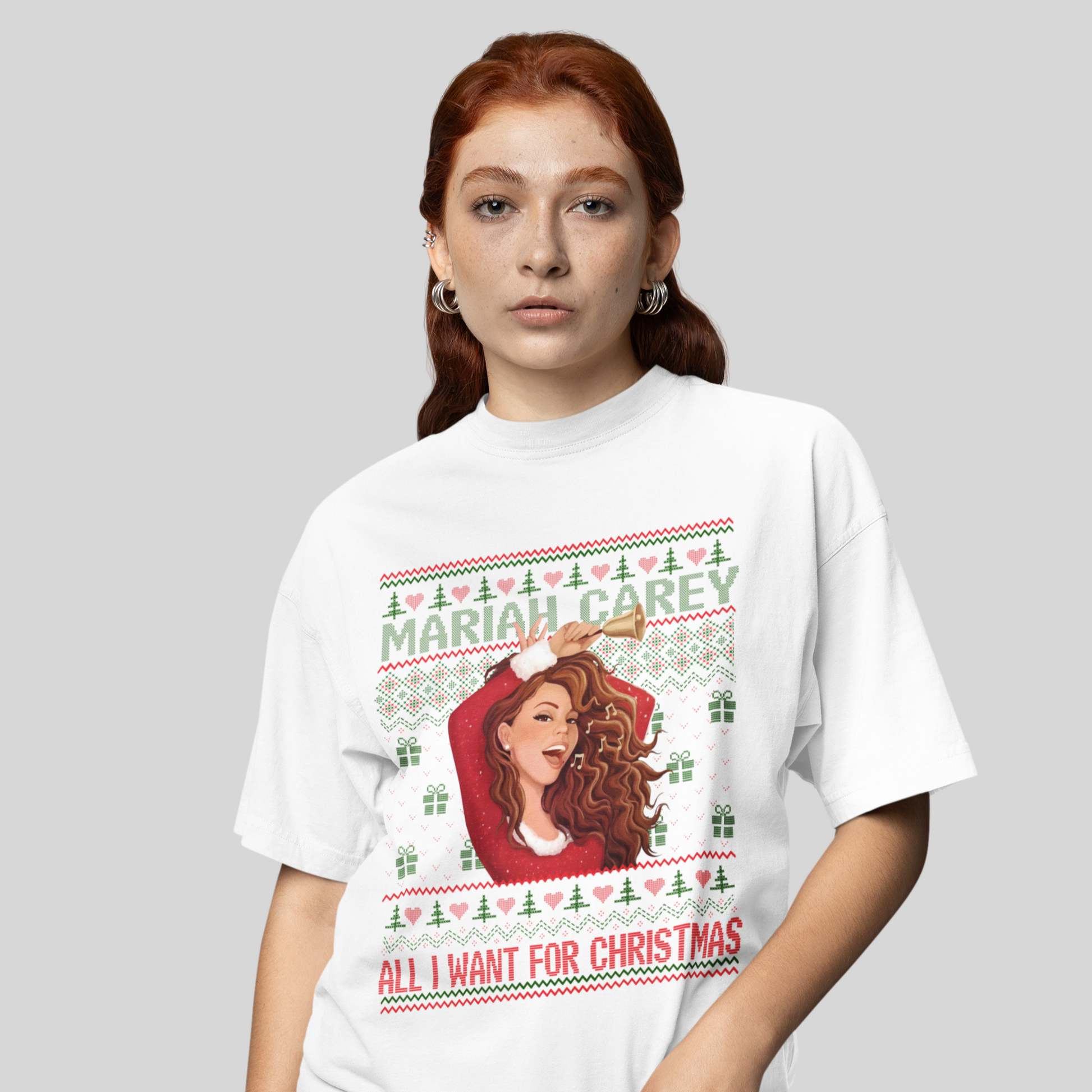 Camiseta Básica Christmas All I Want For Christmas Mariah Carey- branco