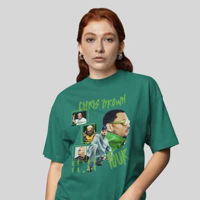 Camiseta Básica Chris Brown Tour Graphic- verde