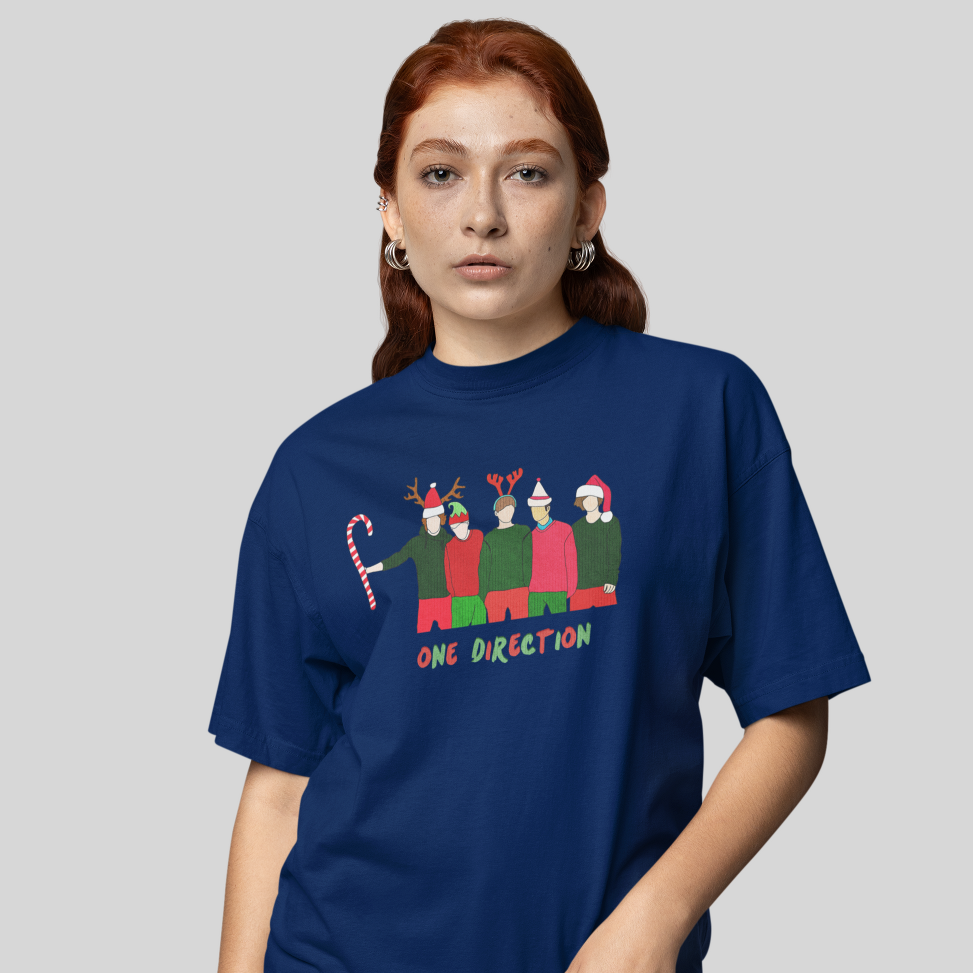 Camiseta Básica One Direction Christmas- azul-marinho