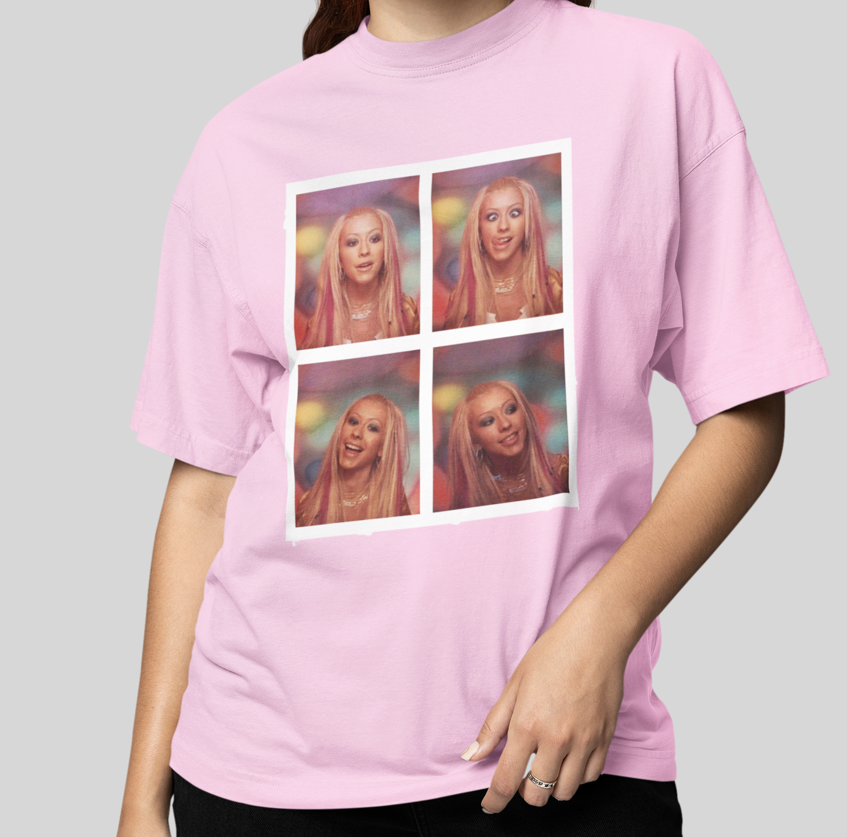 Camiseta Básica Christina Aguilera Collab- rosa bebe