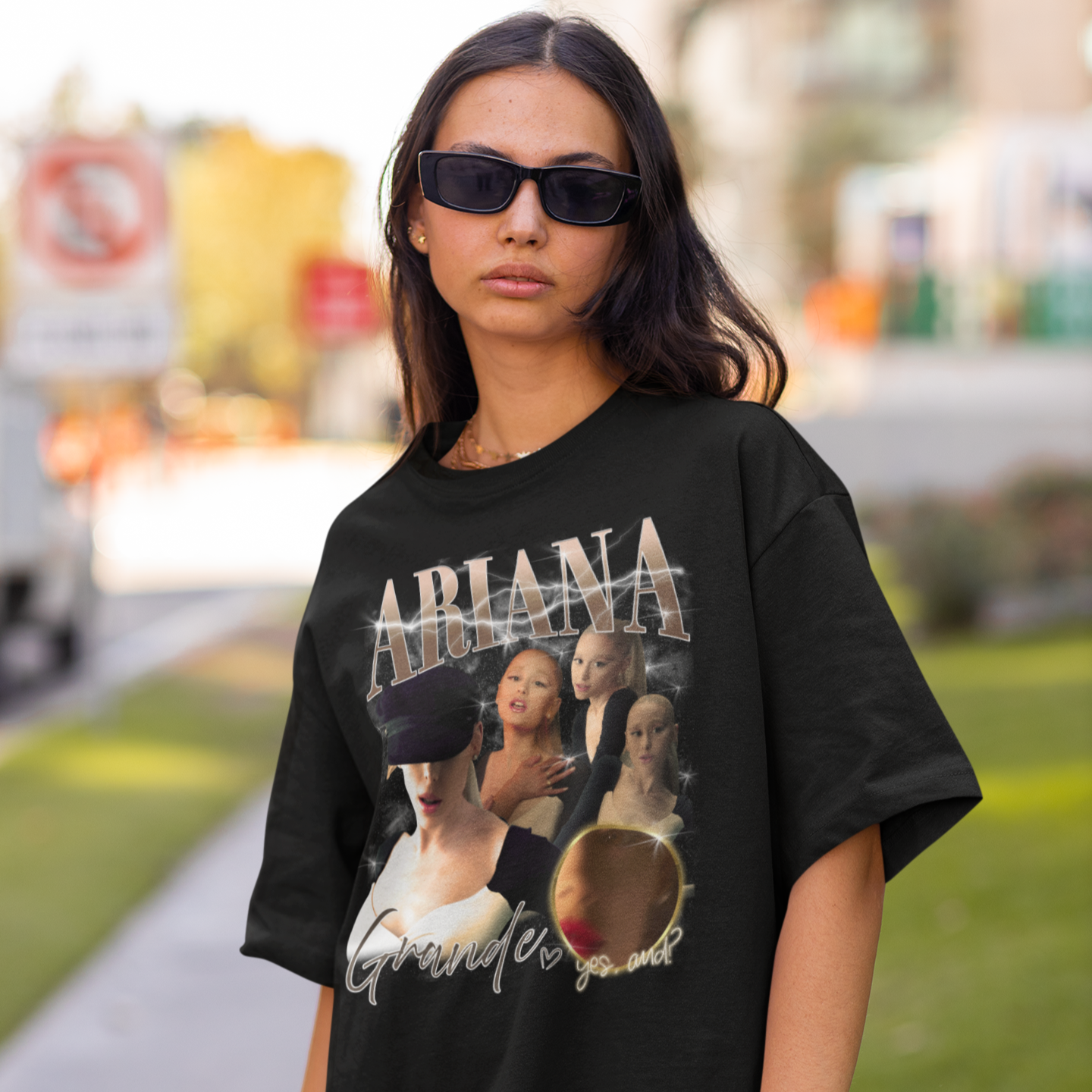 Camiseta Básica Ariana Grande Graphic 2024- preto