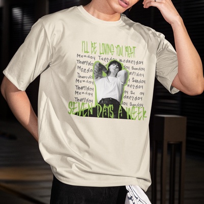 Camiseta Básica BTS Seven Days A Week Letter