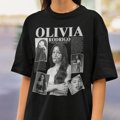 Camiseta Básica Olivia Rodrigo Black and White- preto