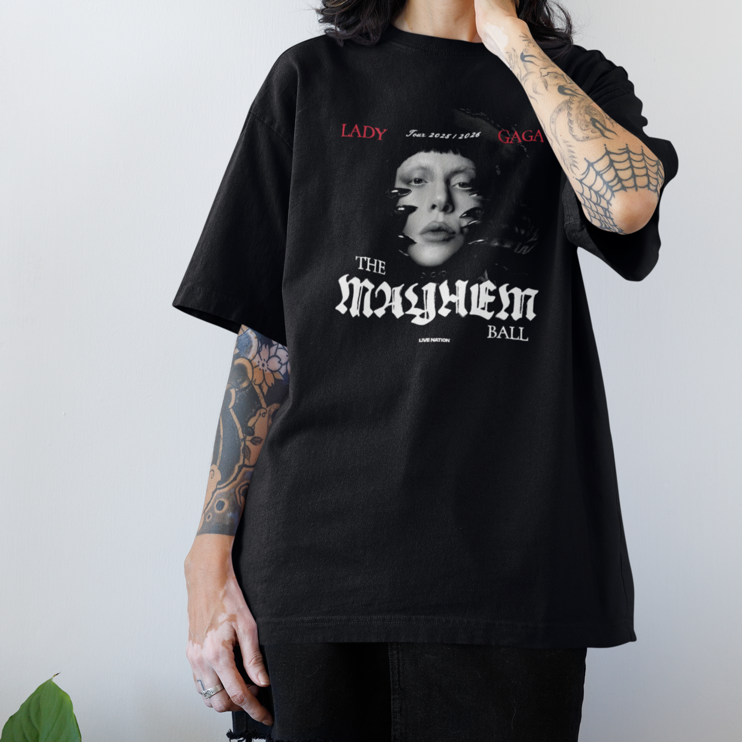 Camiseta Oversized Lady Gaga Tour 2025 Mayhem Ball