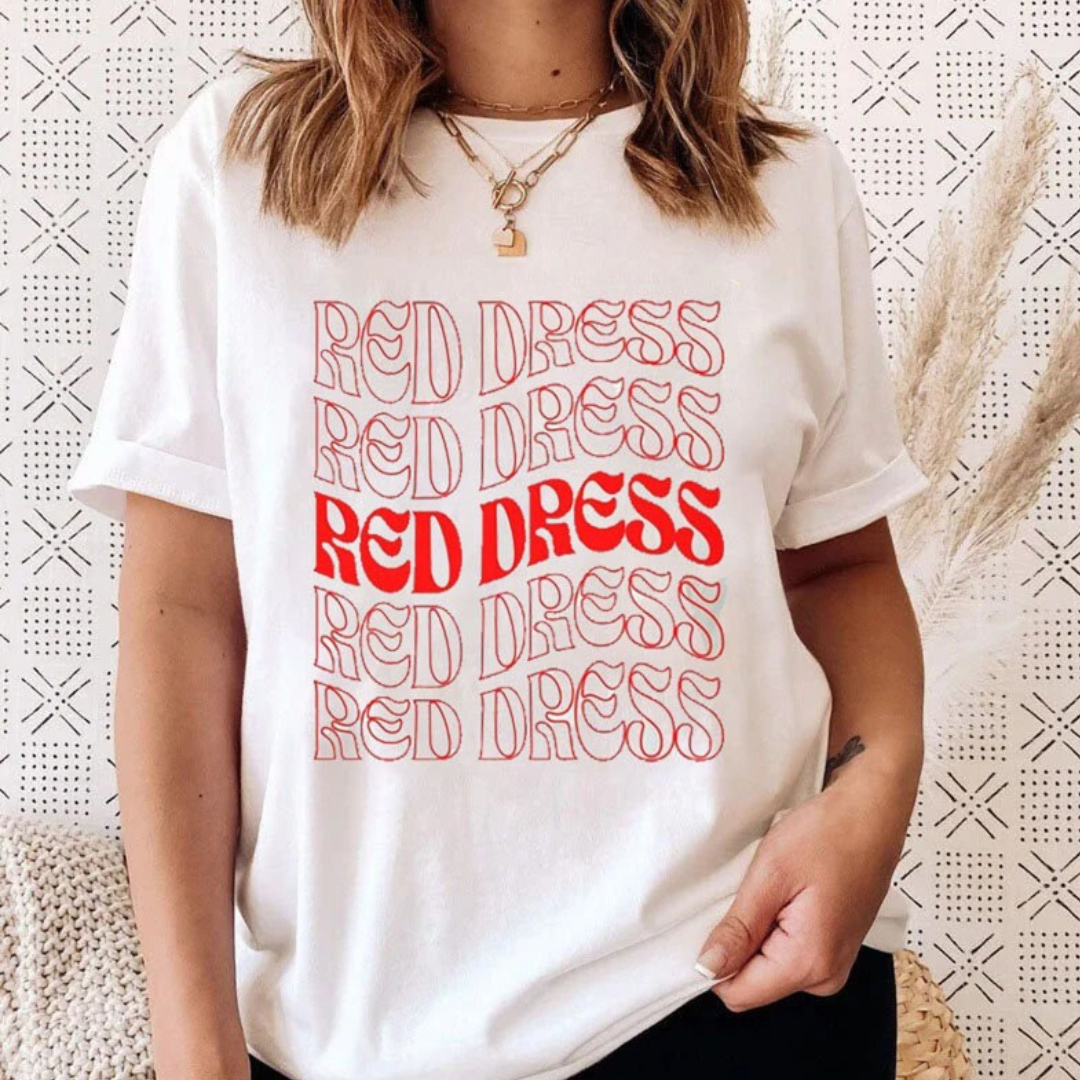 Camiseta Básica Jonas Brothers Red Dress Meme