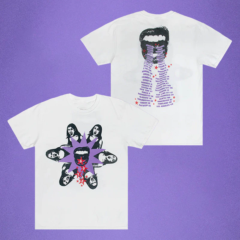 Camiseta Básica Olivia Rodrigo Guts Collab Retro- branco