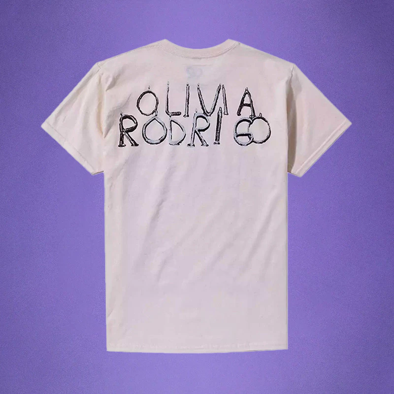 Camiseta Básica Olivia Rodrigo Vintage Guts Album- rosa bebe