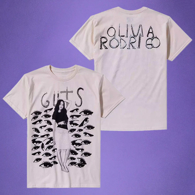 Camiseta Básica Olivia Rodrigo Vintage Guts Album- rosa bebe