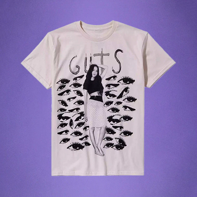 Camiseta Básica Olivia Rodrigo Vintage Guts Album- rosa bebe