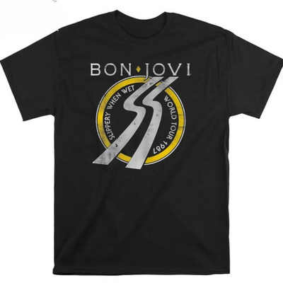 Camiseta Básica Bon Jovi Slippery When Wet