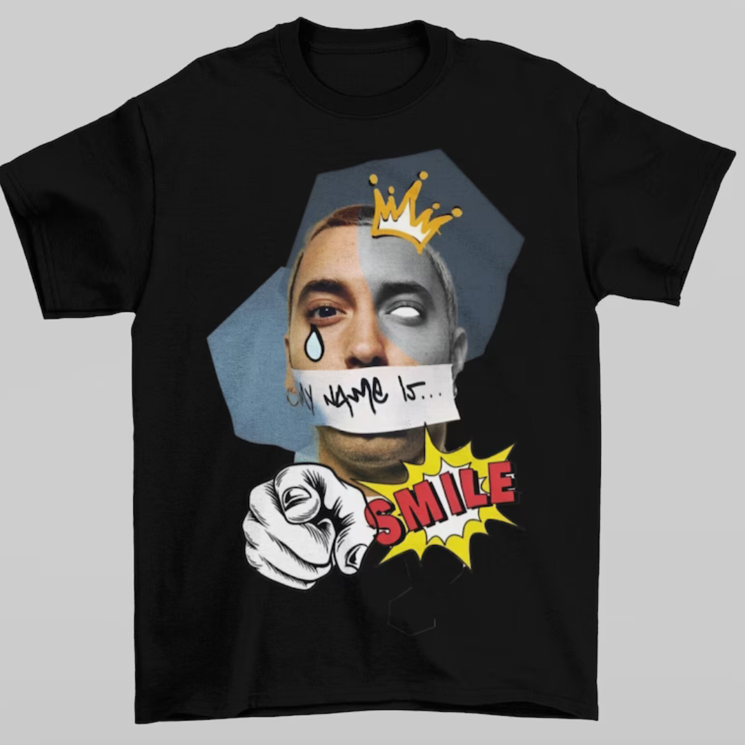 Camiseta Básica Eminem Smile-PRETO