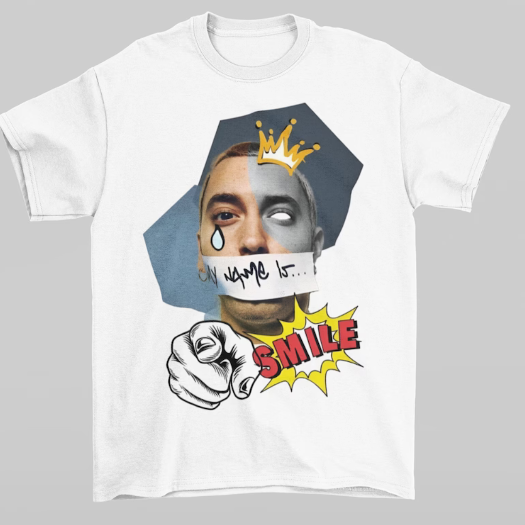 Camiseta Básica Eminem Smile-BRANCO